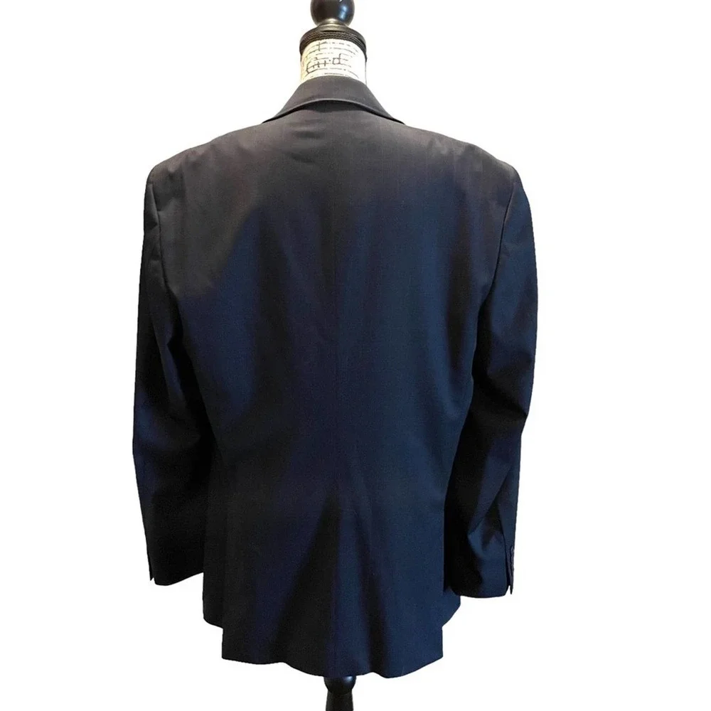 Joseph Jos. A. Bank Suit Jacket Blazer Navy Blue Size 44L Check Sport Coat